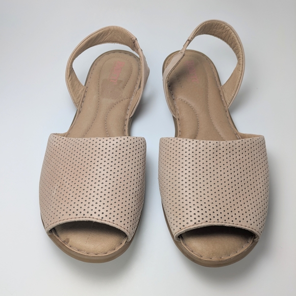Born Trang Buff Beige Perforated Slingback Leather Sandals Womens Size 10 - Picture 4 of 14